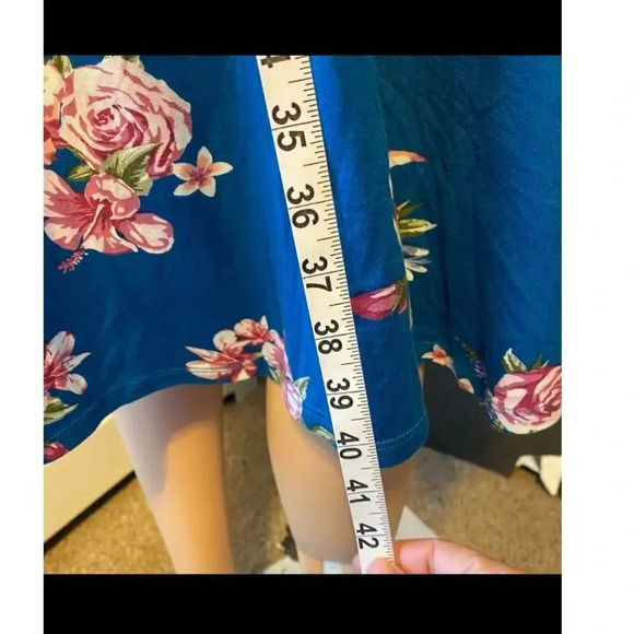 Floral Print Casual Stretchy Gown Mid Length Dress Women Plus Size 3X - Picture 3 of 7